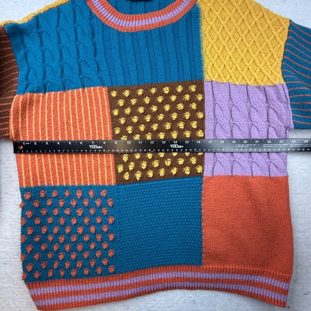 Cider Patchwork Cable Knit Sweater cozy boho Kidc… - image 4